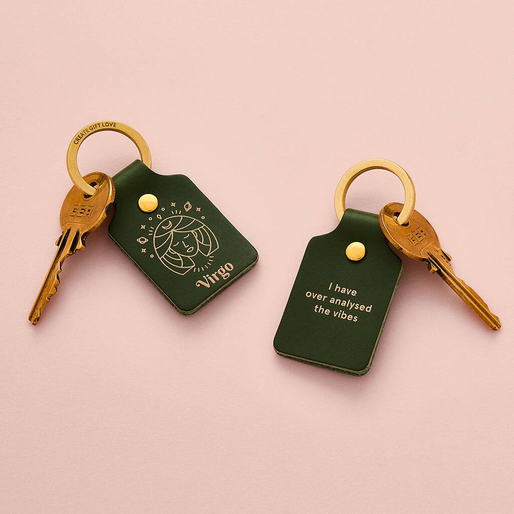 Personalised zodiac leather keyring by Create Gift Love